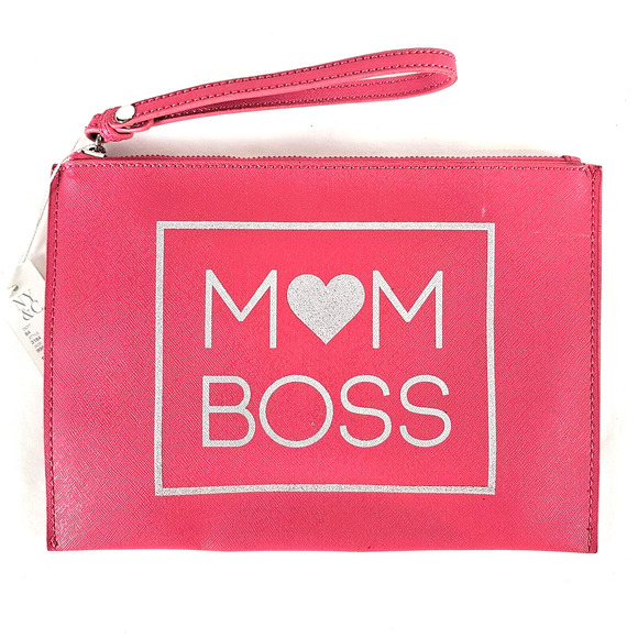 NEW!! Mom BOSS Clutch Handbag Purse Cosmetic Makeup Pink w/ Detachable Strap - Picture 6 of 6